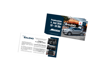 Flyer 2-seitig Görlitz Autohaus Maesmans Premierenfeier Baleno 2016